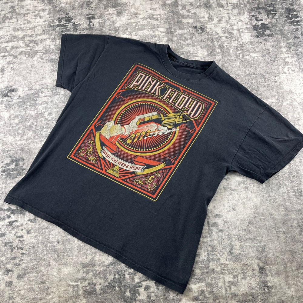 Pink Floyd Mens XL Wish You Were Here Band Tee Graphic Black Distressed‎ Shirt